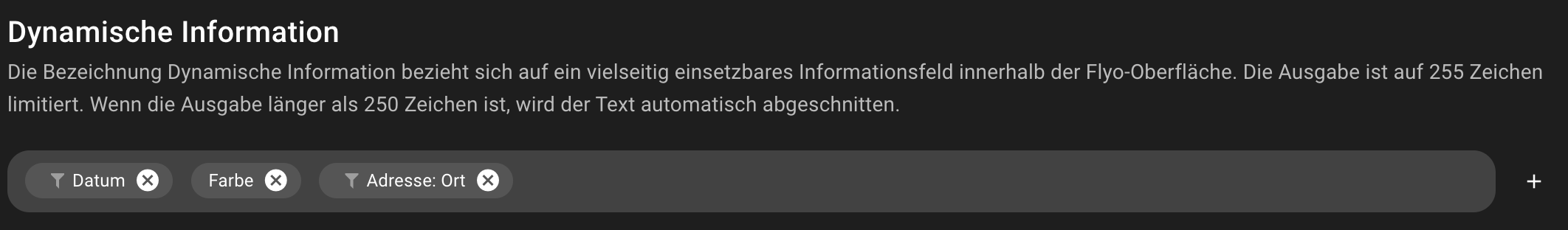 Dynamische Informationen konfigurieren