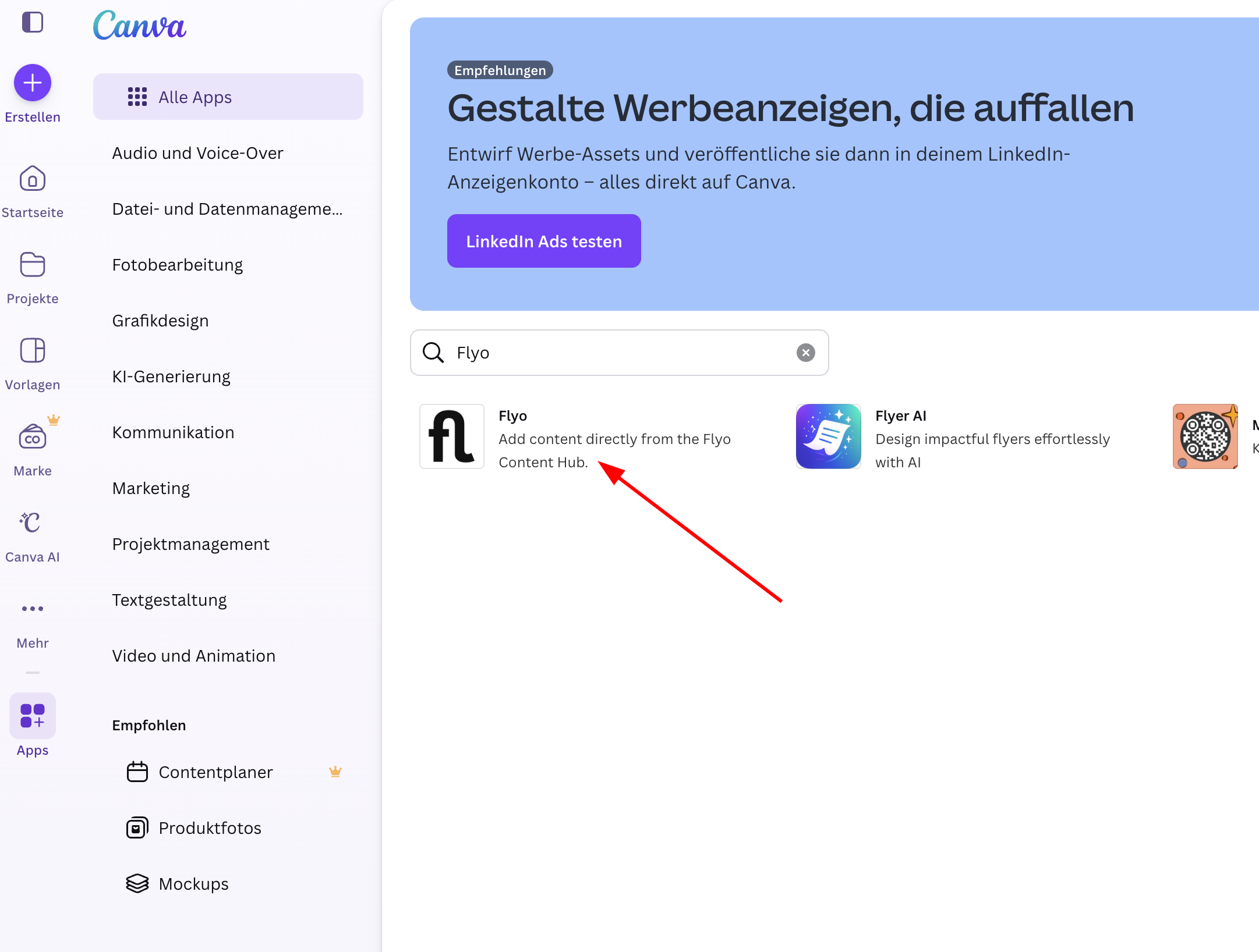 Flyo im Canva App Store