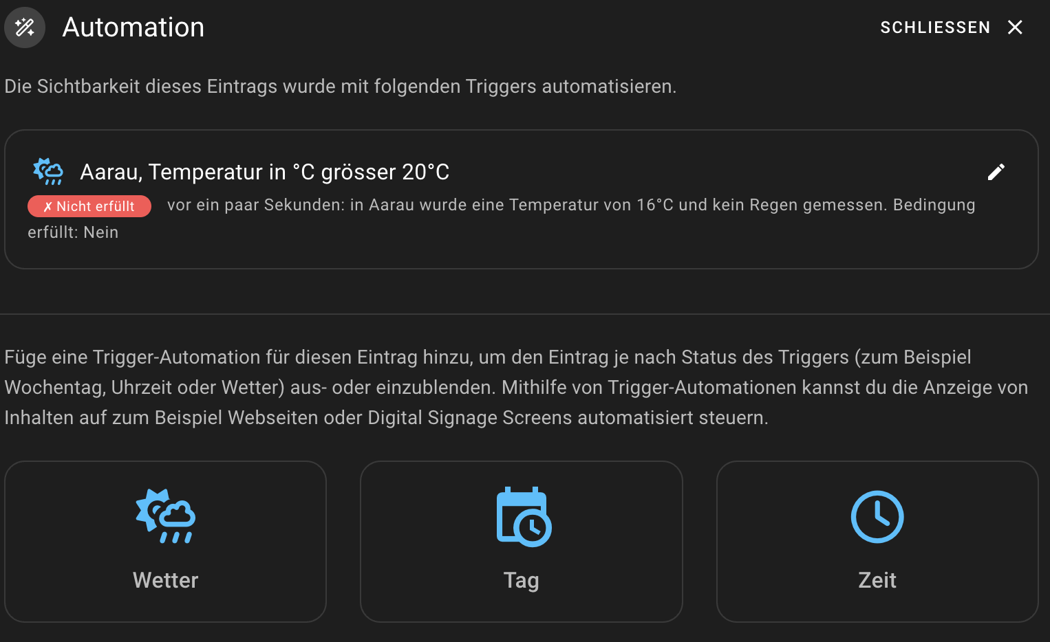 Wetterbasierte Triggerautomation
