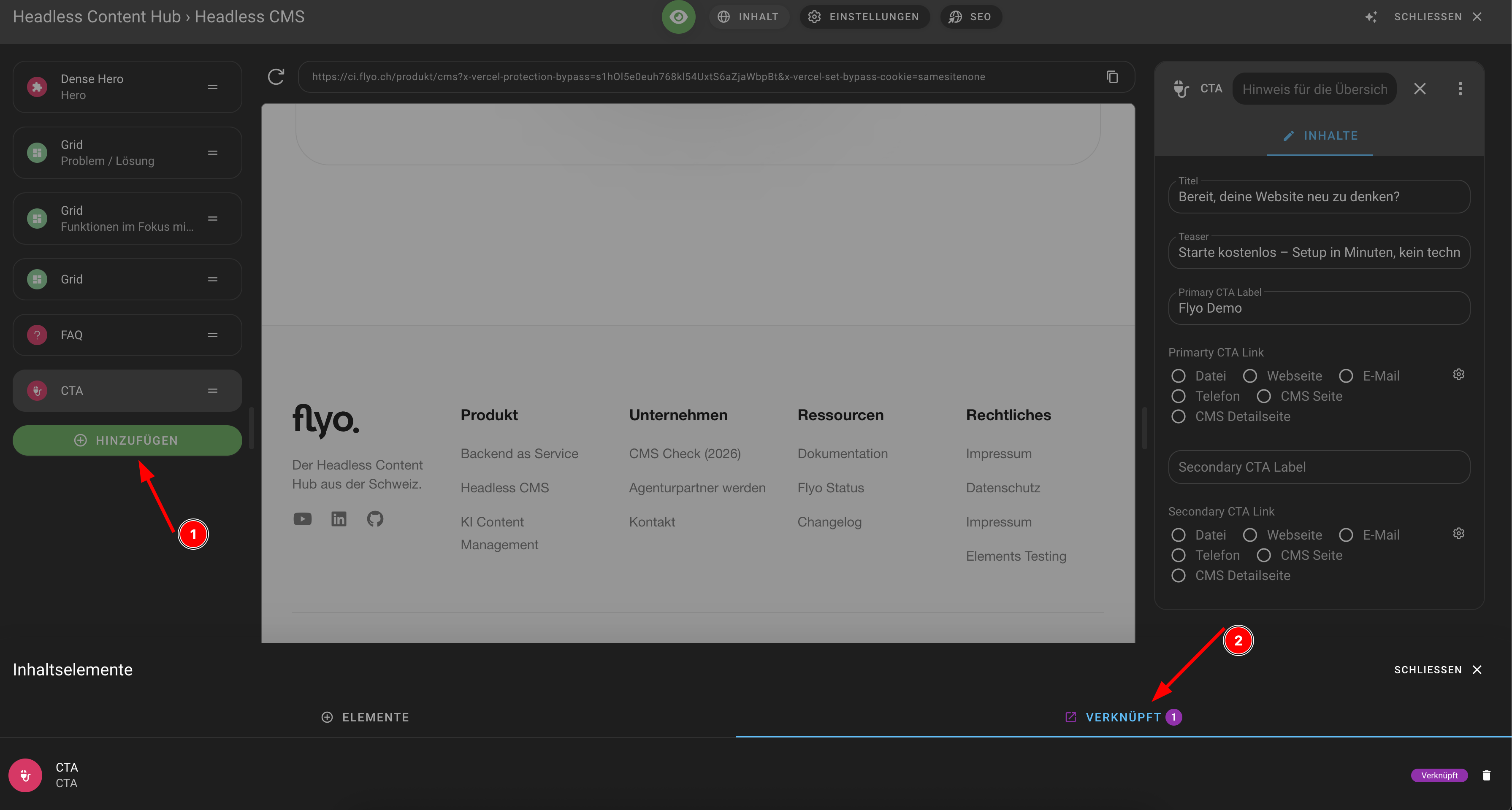 Screenshot: Verknüpftes Element einfügen