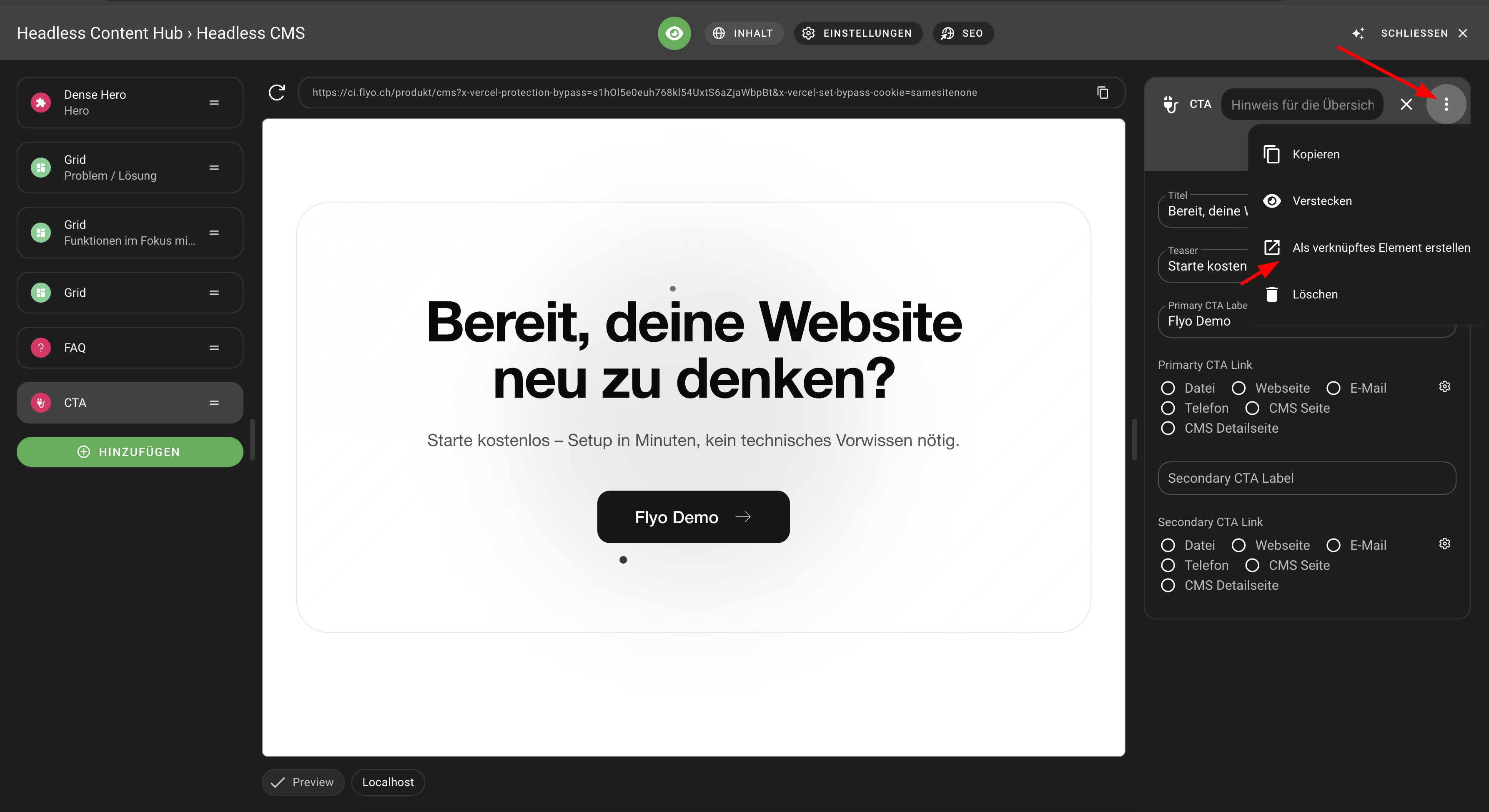 Screenshot: verknüpfte Elemente